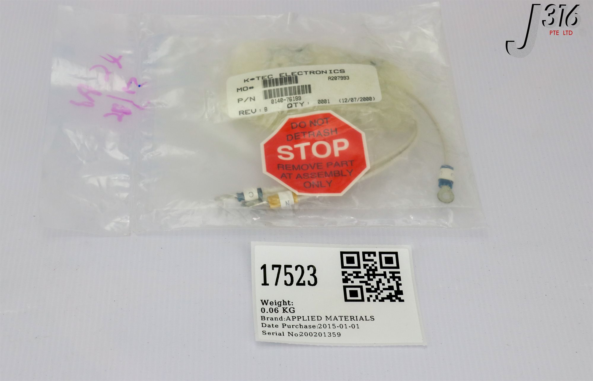 ③ 17523 APPLIED MATERIALS HARNESS ASSY. LAMP SOCKET C2/C3 (NEW) 0140